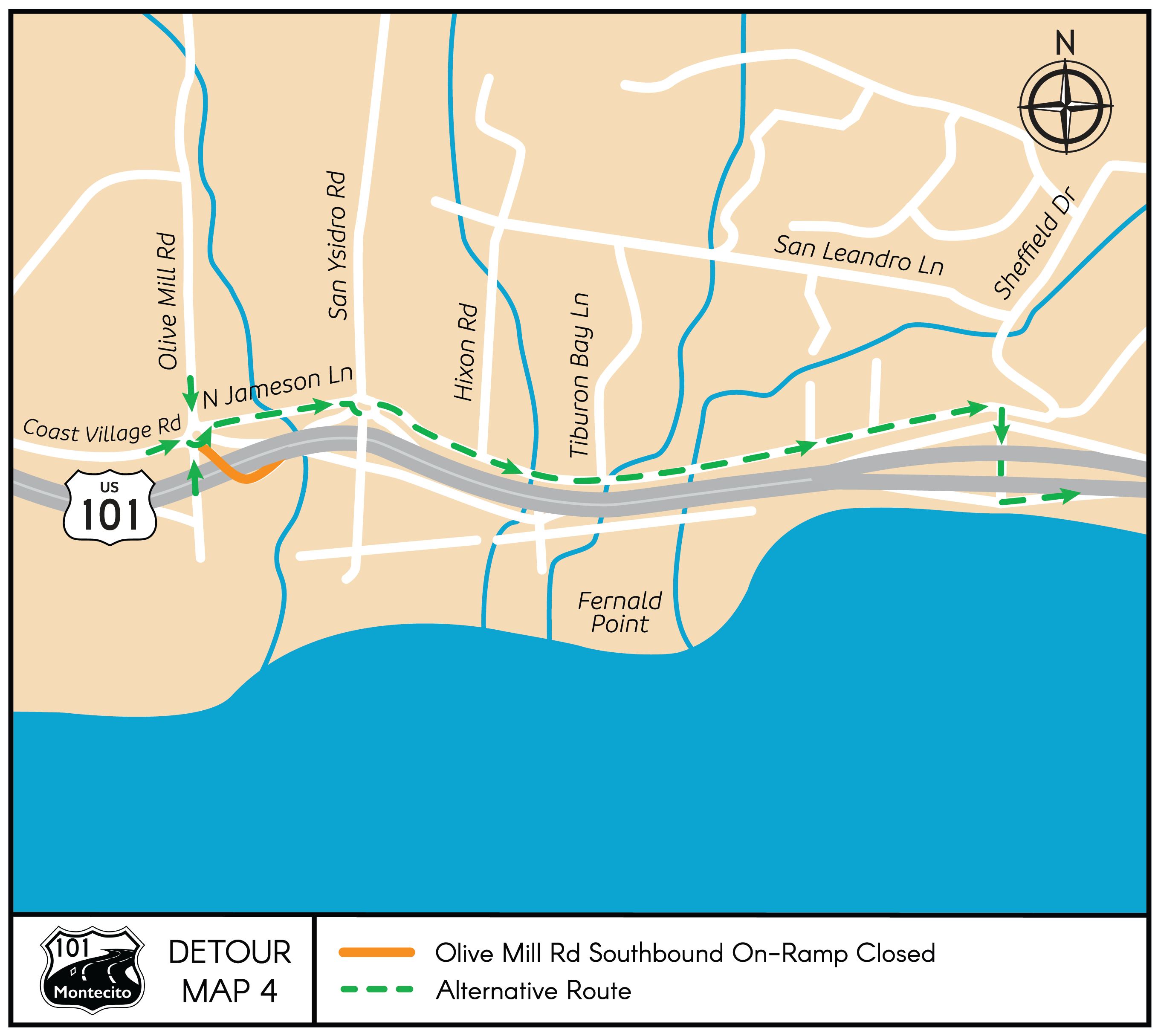 Santa Barbara Montecito Detour Map 4