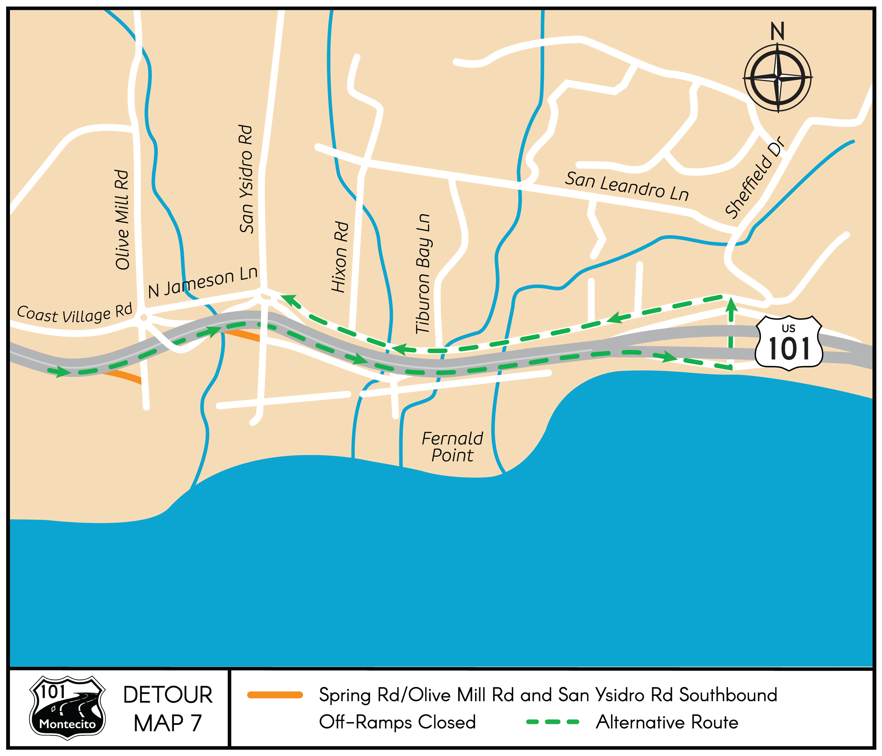 Santa Barbara Montecito Detour Map 7