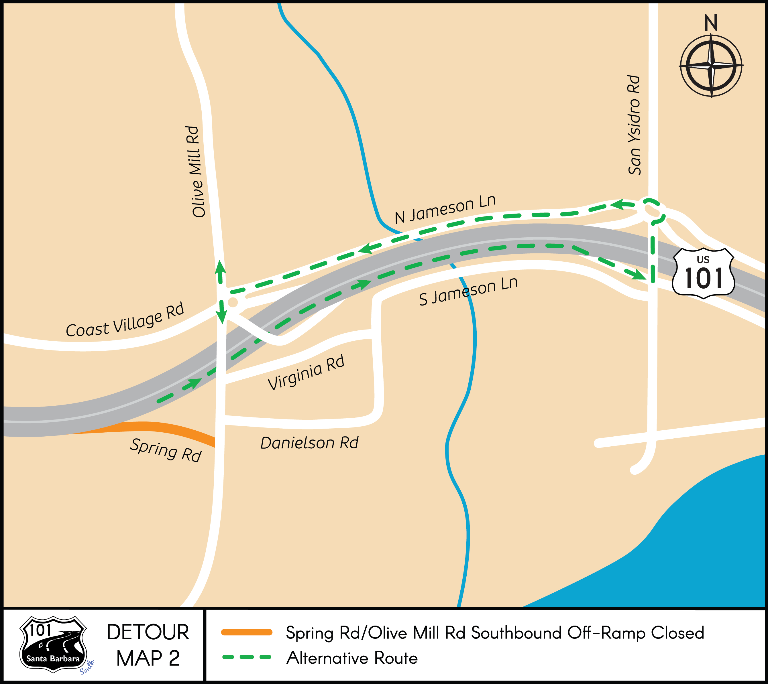 Santa Barbara South Detour Map 2