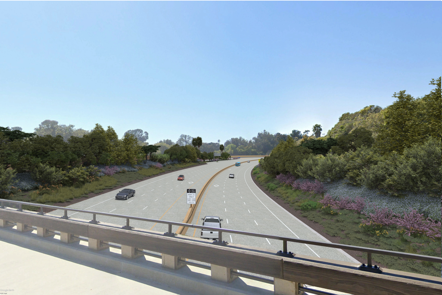 Rendering of Highway 101 from Olive Mill Rd